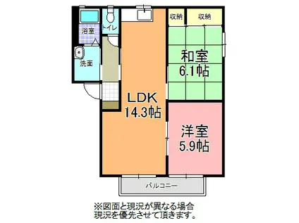 パークサイドハイツ(2LDK/2階)の間取り写真
