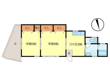 YMコーポ(2DK/1階)の間取り写真