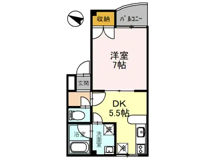 ウィステリア・金沢(1DK/2階)の間取り写真