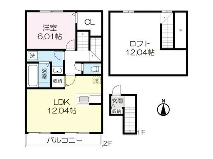 ビューテラス青葉(1LDK/2階)の間取り写真
