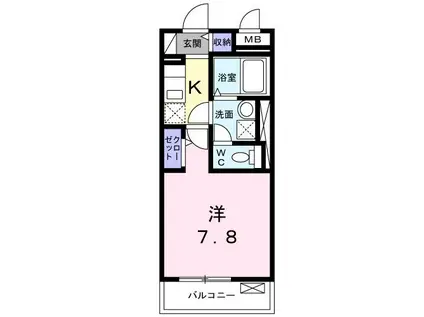 ドミール桜井(1K/2階)の間取り写真