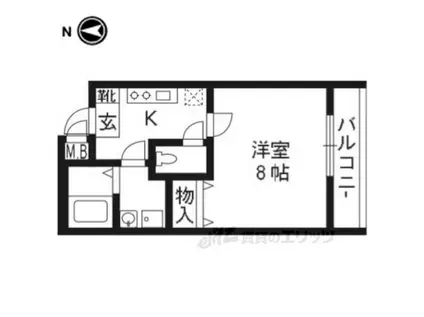 ラトゥール綾小路(1K/2階)の間取り写真