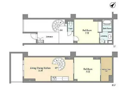 HF目黒(2LDK/1階)の間取り写真