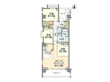 ドレッセ用賀(3LDK/5階)の間取り写真