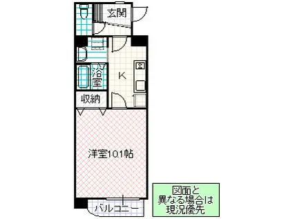 ハイパー桜(1K/4階)の間取り写真
