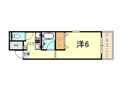メイプルヒル(1K/2階)の間取り写真