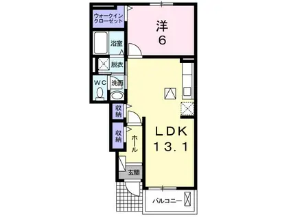 シライン サイドK(1LDK/1階)の間取り写真