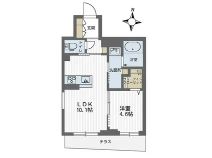 プリムベール岸町(1LDK/1階)の間取り写真