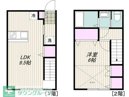高津区子母口メゾネット計画(1LDK/1階)の間取り写真