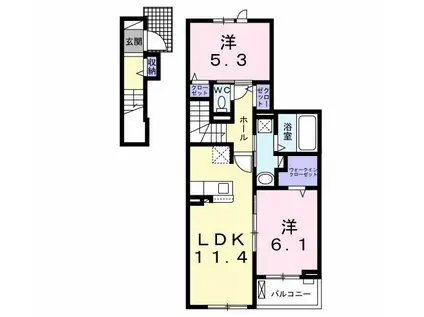 アリヴィオ末広(2LDK/2階)の間取り写真