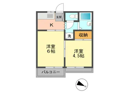 松筑コーポ(2K/2階)の間取り写真