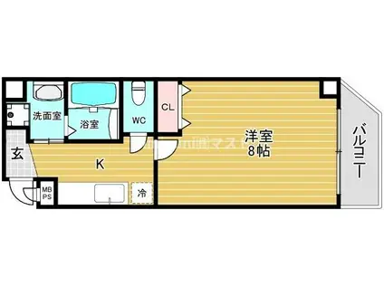 フィオ―ラマンション天王寺(1K/8階)の間取り写真