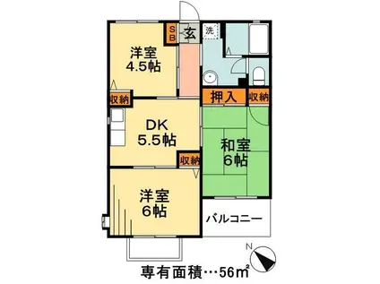 メゾンアサヒ(3DK/2階)の間取り写真