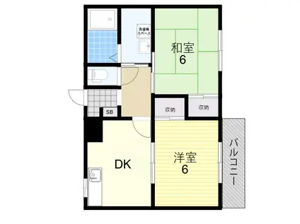 ハマダハイツ(2DK/2階)の間取り写真