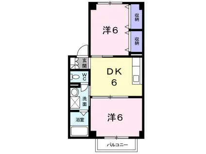 グランヴィア(2DK/2階)の間取り写真