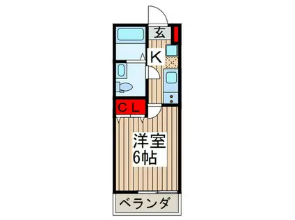 ドムス指扇(1K/2階)の間取り写真