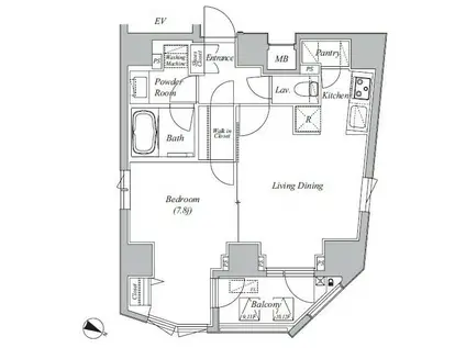 CASA SPLENDIDO LA PLUS 元赤坂(1LDK/7階)の間取り写真