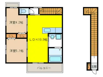プレミアージュ次郎丸(2LDK/3階)の間取り写真