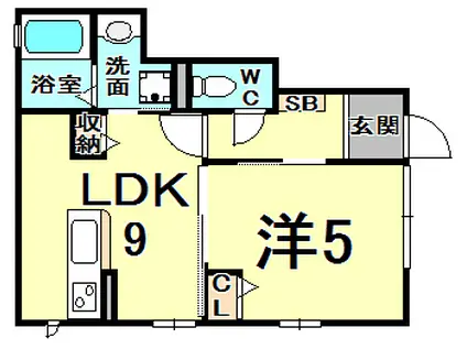ハイム四季(1DK/1階)の間取り写真