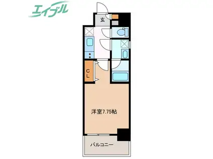 プレイズシード四日市(1K/6階)の間取り写真