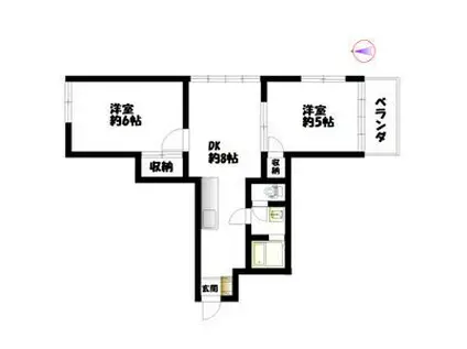 LIVE平松(2DK/2階)の間取り写真