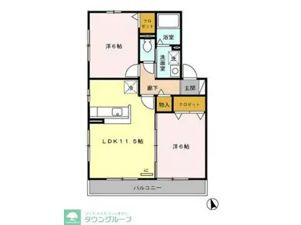 プリーマヴェール(2LDK/1階)の間取り写真