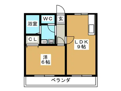 ユーハイツ本郷B(1LDK/2階)の間取り写真