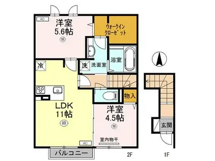 ブローニュ A棟(2LDK/2階)の間取り写真