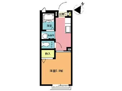 プレディオ壱丁目イースト(1K/2階)の間取り写真