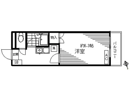 ノーリーズン船堀(1K/1階)の間取り写真