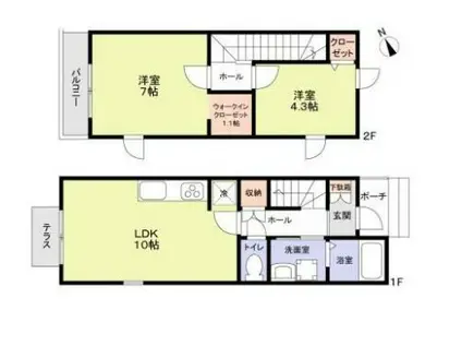 エムキース国領A(2LDK/2階)の間取り写真