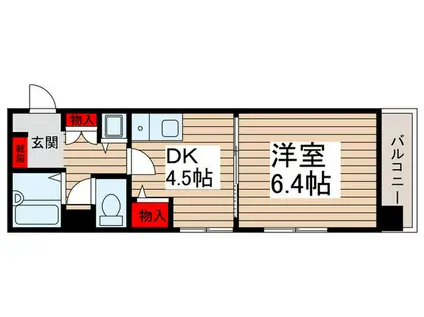 第21新井ビル(1DK/5階)の間取り写真
