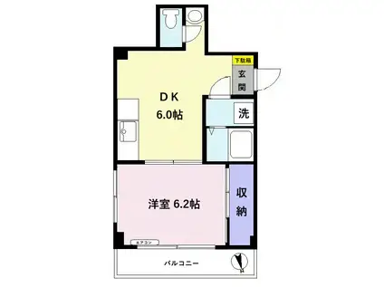 マイネ岸野ビル(1DK/3階)の間取り写真