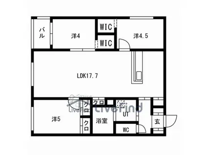インフィニト月寒中央コート(3LDK/4階)の間取り写真