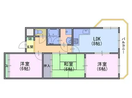 グラシオ長岡(3DK/2階)の間取り写真
