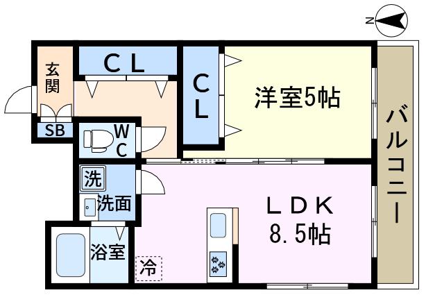 エスポワール(1LDK/1階)の間取り写真