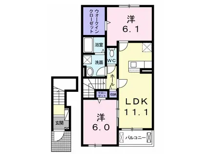 シャンス(2LDK/2階)の間取り写真