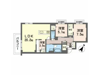 シャーメゾンステージ東静岡(3LDK/3階)の間取り写真