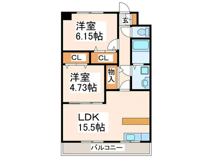 アミティエ大江(2LDK/6階)の間取り写真