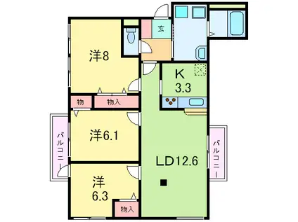 サンビルダー岡本(3LDK/2階)の間取り写真