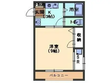 バームハウス清水台(1K/3階)の間取り写真