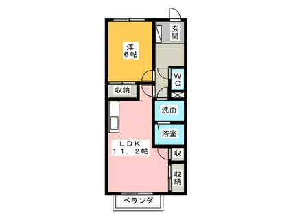 エステート瑞浪I(1LDK/2階)の間取り写真