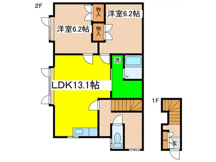 ジャガイモハイツ(2LDK/1階)の間取り写真