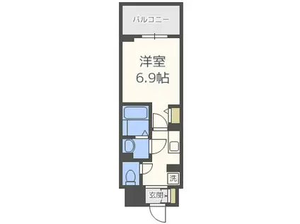 クローバー・ビュー上本町(1K/4階)の間取り写真