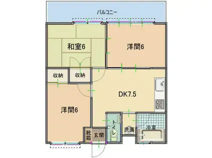 ILTESORO(3DK/1階)の間取り写真