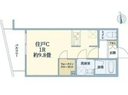 ウェルスクエア西宮(ワンルーム/3階)の間取り写真