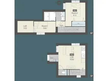 菊川レーベル(2LDK/5階)の間取り写真