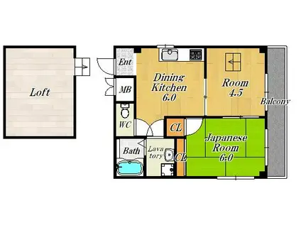 カーサ辻原(2DK/3階)の間取り写真