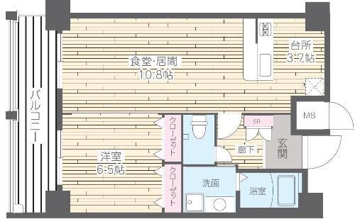 HF四条河原町レジデンス(1LDK/13階)の間取り写真