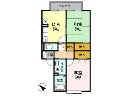 メゾンドアヴニール板宿(2DK/2階)の間取り写真